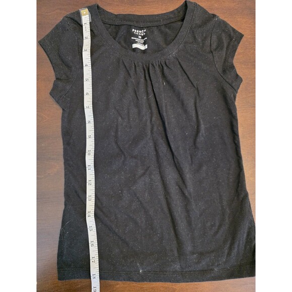 MSRP $8 French Toast Black Ruched Crewneck Tee Black Size 7/8 - Picture 3 of 3